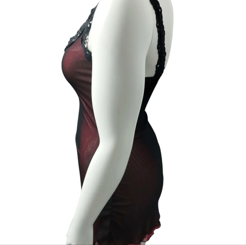 Y2K Vintage Rampage Womens‎ size LARGE Sheer Whimsigoth Fairygrunge Lace Dress
